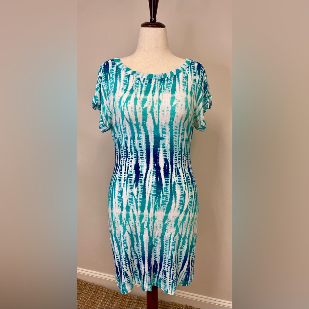 Tart Blue and White Midi Dress